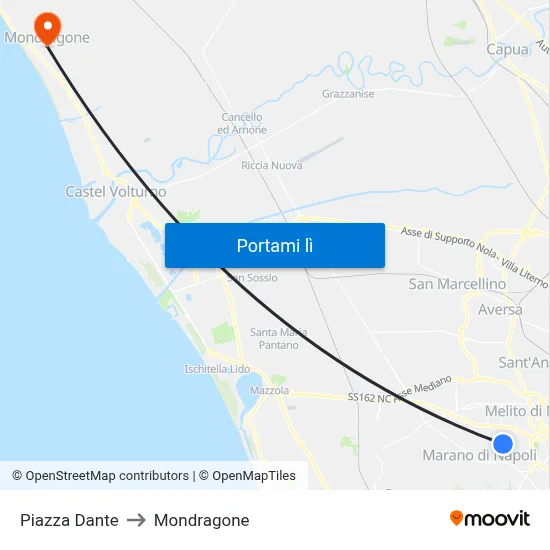 Piazza Dante to Mondragone map