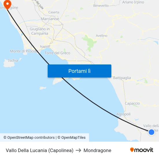 Vallo Della Lucania (Capolinea) to Mondragone map