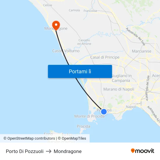 Porto Di Pozzuoli to Mondragone map