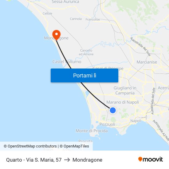 Quarto - Via S. Maria, 57 to Mondragone map