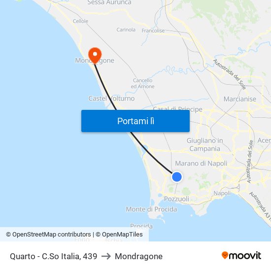 Quarto - C.So Italia, 439 to Mondragone map