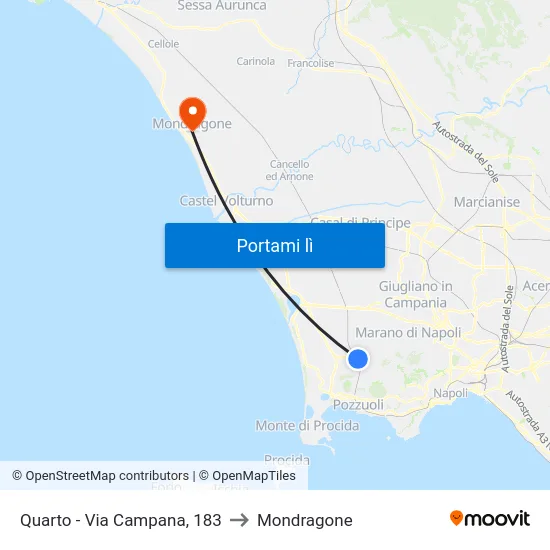 Quarto - Via Campana, 183 to Mondragone map