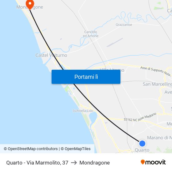 Quarto - Via Marmolito, 37 to Mondragone map