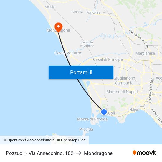Pozzuoli - Via Annecchino, 182 to Mondragone map
