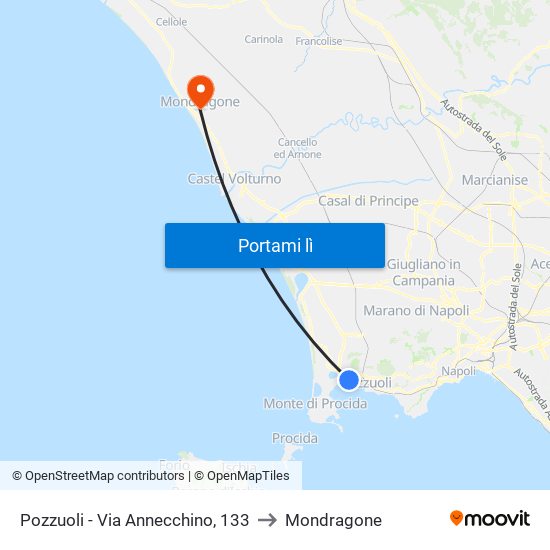 Pozzuoli - Via Annecchino, 133 to Mondragone map