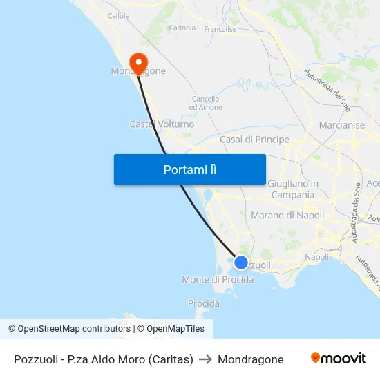 Pozzuoli - P.za Aldo Moro (Caritas) to Mondragone map