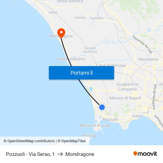 Pozzuoli - Via Serao, 1 to Mondragone map