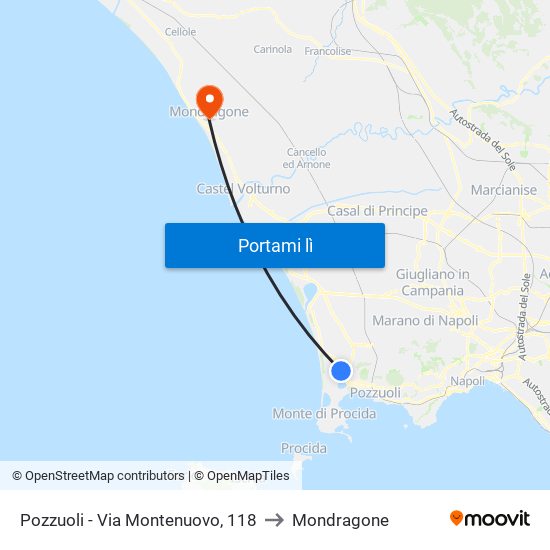 Pozzuoli - Via Montenuovo, 118 to Mondragone map