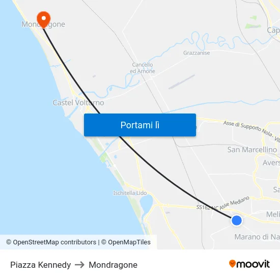 Qualiano - Piazza Kennedy to Mondragone map