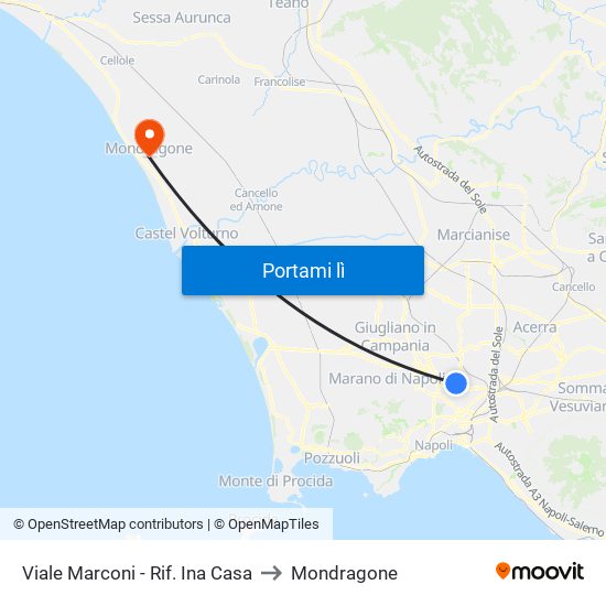 Viale Marconi - Rif. Ina Casa to Mondragone map
