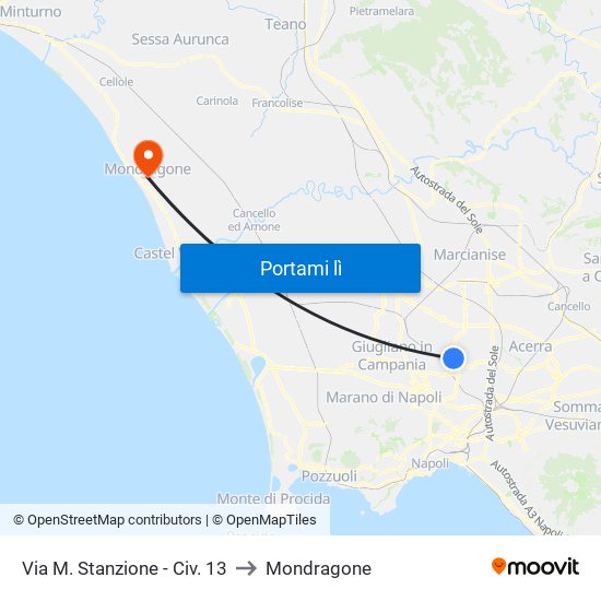Via M. Stanzione - Civ. 13 to Mondragone map