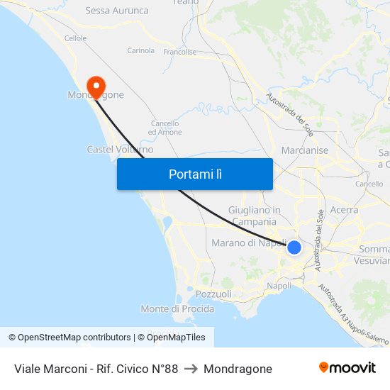 Viale Marconi - Rif. Civico N°88 to Mondragone map