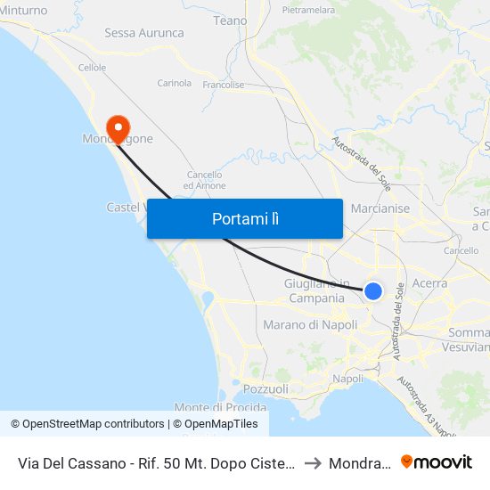 Via Del Cassano - Rif. 50 Mt. Dopo Cisterna Acquedotto to Mondragone map