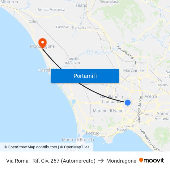 Via Roma - Rif. Civ. 267 (Automercato) to Mondragone map