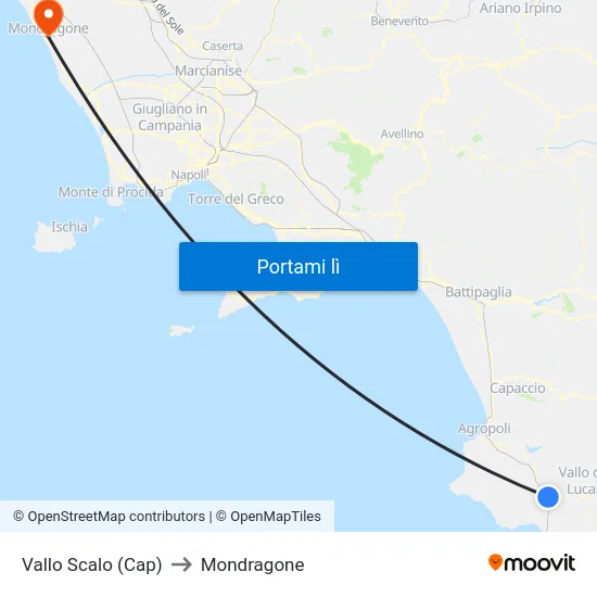 Vallo Scalo (Cap) to Mondragone map