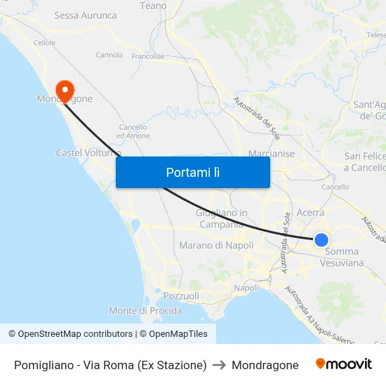 Pomigliano - Via Roma (Ex Stazione) to Mondragone map