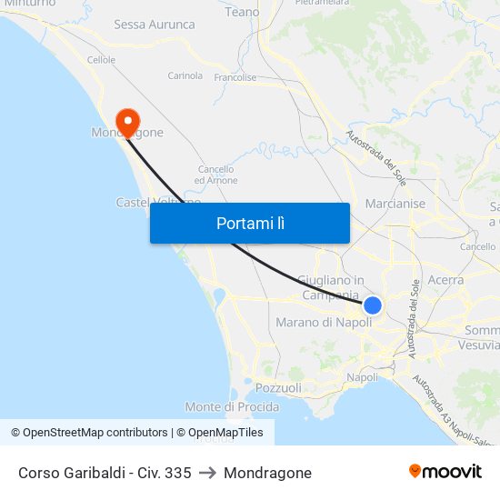 Corso Garibaldi - Civ. 335 to Mondragone map