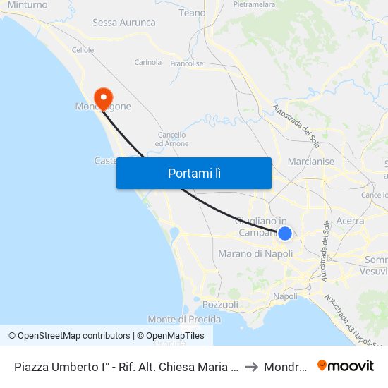 Piazza Umberto I° - Rif. Alt. Chiesa Maria Ss. Assunta In Cielo to Mondragone map
