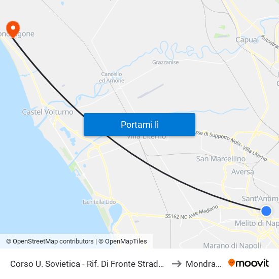 Corso U. Sovietica - Rif. Di Fronte Strada Via Romania to Mondragone map
