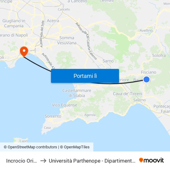 Incrocio Orignano-Penta to Università Parthenope - Dipartimenti Di Studi Economici E Aziendali map