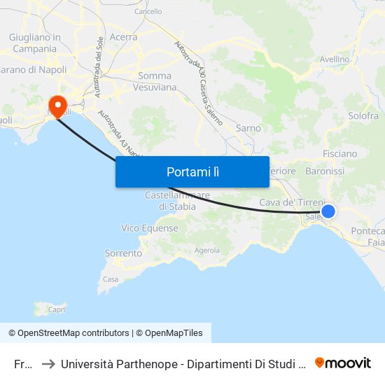 Fratte to Università Parthenope - Dipartimenti Di Studi Economici E Aziendali map