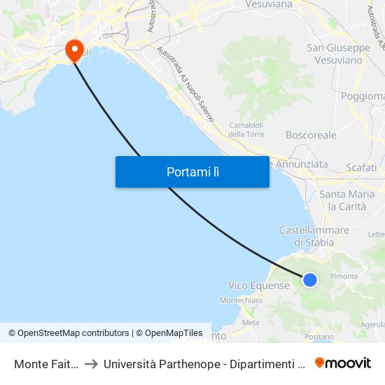 Monte Faito (Funivia) to Università Parthenope - Dipartimenti Di Studi Economici E Aziendali map