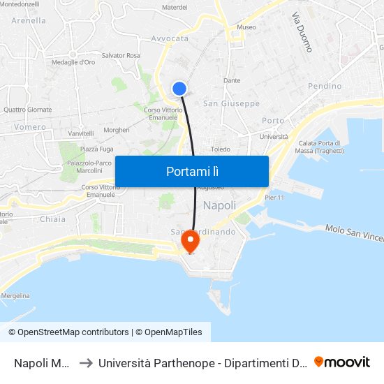 Napoli Montesanto to Università Parthenope - Dipartimenti Di Studi Economici E Aziendali map