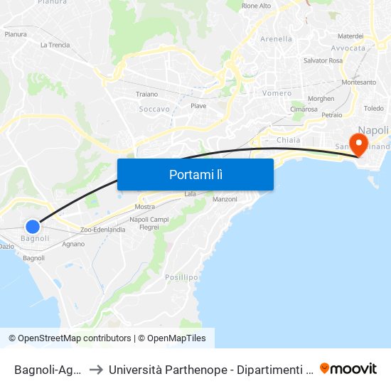 Bagnoli-Agnano Terme to Università Parthenope - Dipartimenti Di Studi Economici E Aziendali map