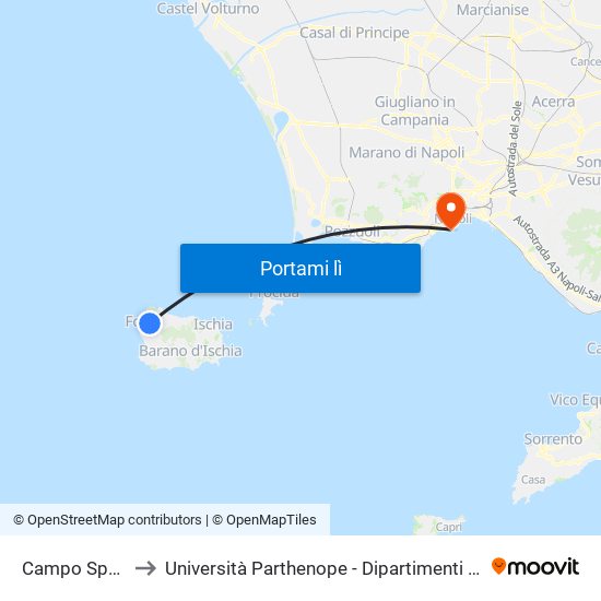 Campo Sportivo Forio to Università Parthenope - Dipartimenti Di Studi Economici E Aziendali map