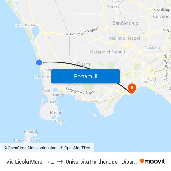 Via Licola Mare - Rif. Di Fronte Onda Del Mare to Università Parthenope - Dipartimenti Di Studi Economici E Aziendali map