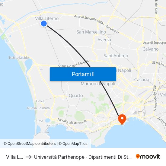 Villa Literno to Università Parthenope - Dipartimenti Di Studi Economici E Aziendali map