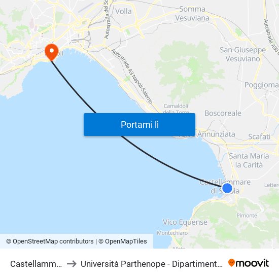 Castellammare Di Stabia to Università Parthenope - Dipartimenti Di Studi Economici E Aziendali map