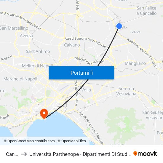 Cancello to Università Parthenope - Dipartimenti Di Studi Economici E Aziendali map