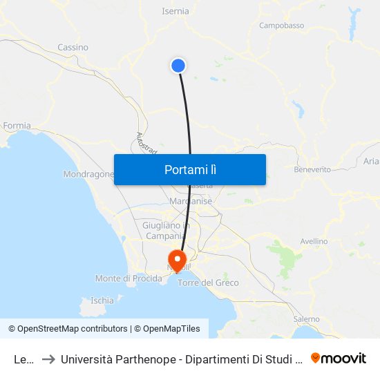 Letino to Università Parthenope - Dipartimenti Di Studi Economici E Aziendali map