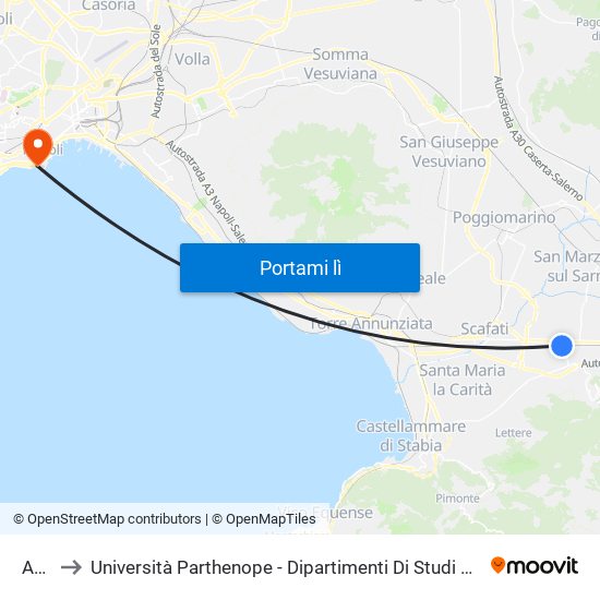 Angri to Università Parthenope - Dipartimenti Di Studi Economici E Aziendali map