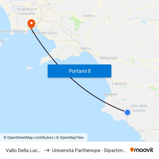 Vallo Della Lucania-Castelnuovo to Università Parthenope - Dipartimenti Di Studi Economici E Aziendali map