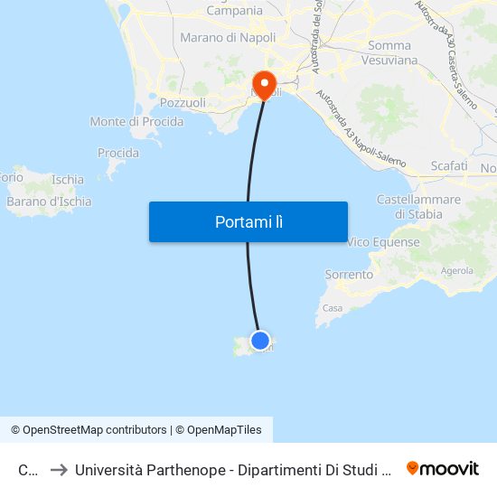 Capri to Università Parthenope - Dipartimenti Di Studi Economici E Aziendali map