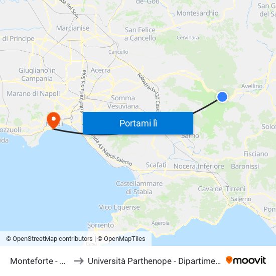 Monteforte - Via Nazionale, 80 to Università Parthenope - Dipartimenti Di Studi Economici E Aziendali map