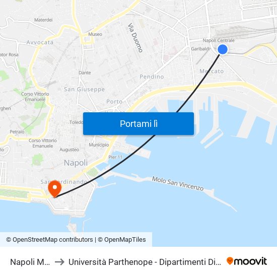 Napoli Metropark to Università Parthenope - Dipartimenti Di Studi Economici E Aziendali map