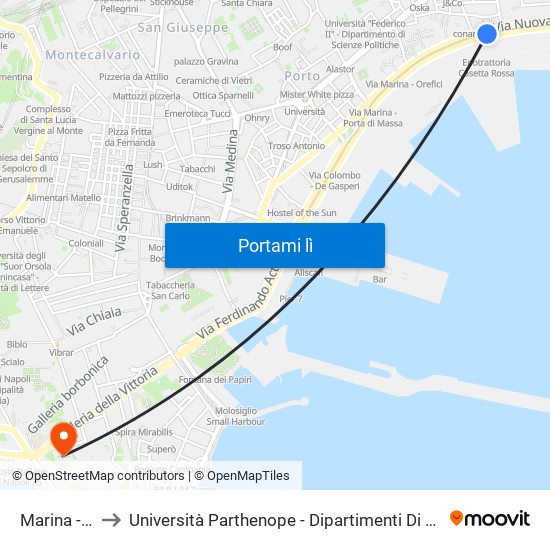 Marina - Duomo to Università Parthenope - Dipartimenti Di Studi Economici E Aziendali map