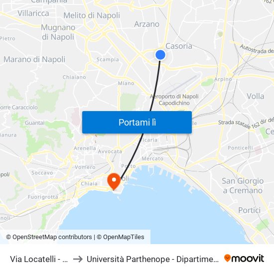 Via Locatelli - Rif. Civico N° 13 to Università Parthenope - Dipartimenti Di Studi Economici E Aziendali map