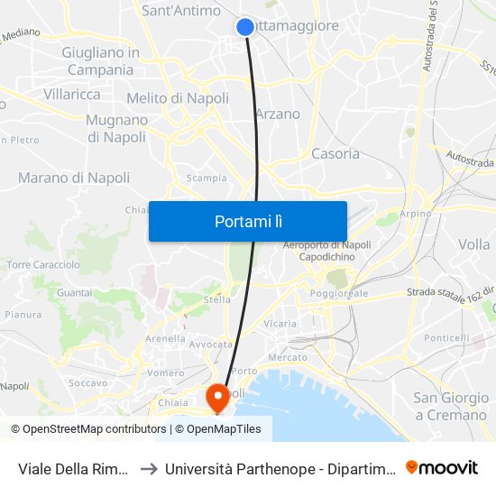 Viale Della Rimembranza - Civ. 69 to Università Parthenope - Dipartimenti Di Studi Economici E Aziendali map