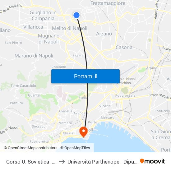 Corso U. Sovietica - Rif. Ingresso Villa Comunale to Università Parthenope - Dipartimenti Di Studi Economici E Aziendali map