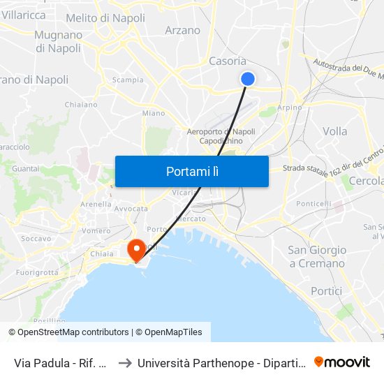 Via Padula - Rif. Mercato Ortofrutticolo to Università Parthenope - Dipartimenti Di Studi Economici E Aziendali map