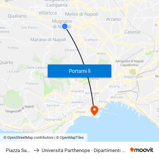 Piazza San Giovanni to Università Parthenope - Dipartimenti Di Studi Economici E Aziendali map