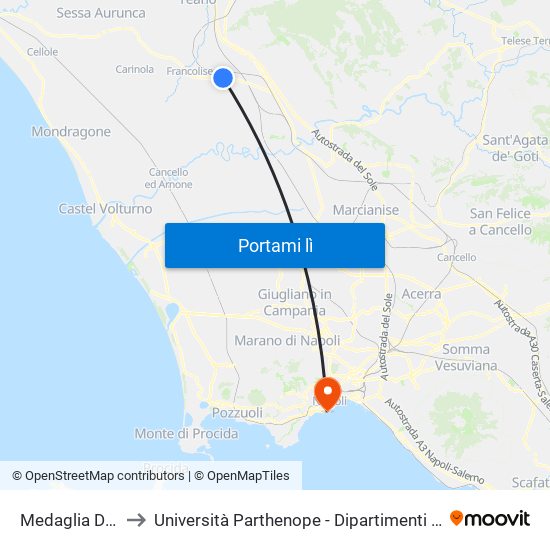 Medaglia D'Oro - Appia to Università Parthenope - Dipartimenti Di Studi Economici E Aziendali map