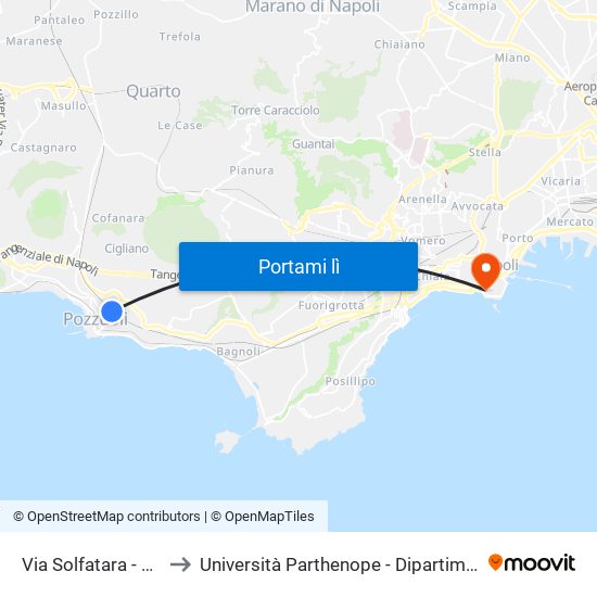 Via Solfatara - Rif. Stazione Metrò to Università Parthenope - Dipartimenti Di Studi Economici E Aziendali map