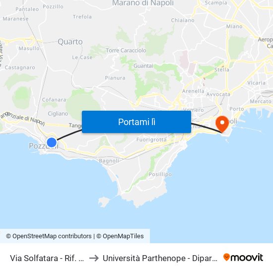 Via Solfatara - Rif. Di Fronte Stazione Metrò to Università Parthenope - Dipartimenti Di Studi Economici E Aziendali map