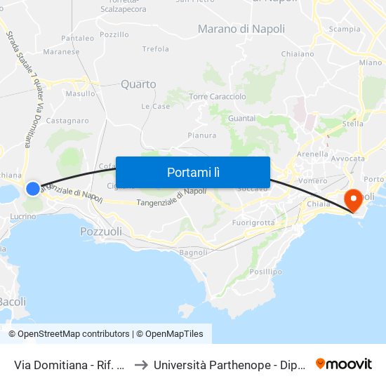 Via Domitiana - Rif. Damiani Fronte Distributore Ip to Università Parthenope - Dipartimenti Di Studi Economici E Aziendali map