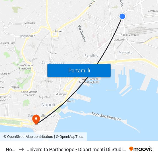 Novara to Università Parthenope - Dipartimenti Di Studi Economici E Aziendali map